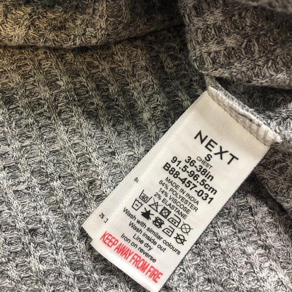 Next 1982 Henley Shirt Mens Small Gray Long Sleeve Textured Ribbed Stretch - Picture 7 of 9